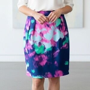 Kate Spade MARIT Pencil Skirt Womens Size 2 Dopamine Floral Lined Front Pleats